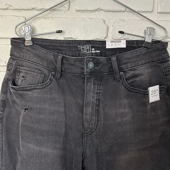 NWT Time And True‎ High Rise Straight Leg Cropped Black Stretchy Jean Size 10 - Picture 3 of 5